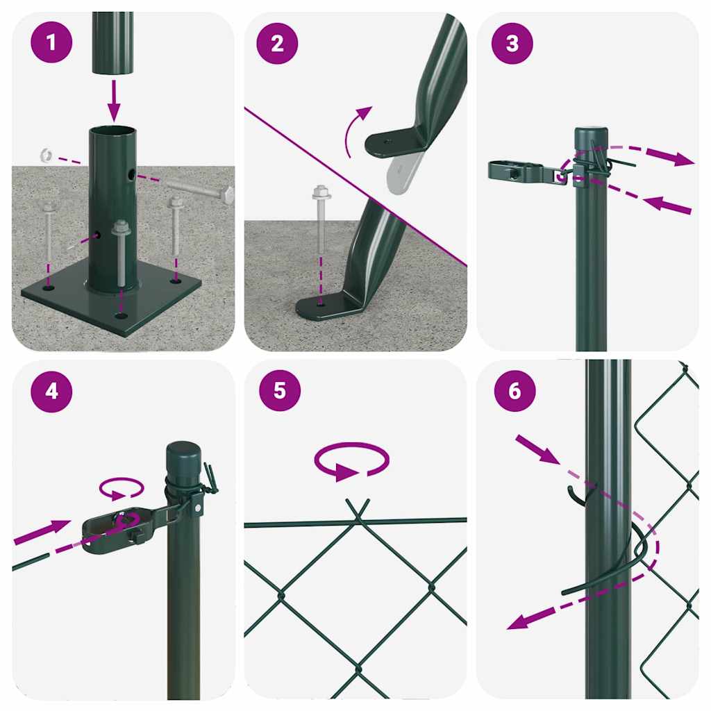 Fence Post Green 10 x 1.4 m (40 x 40 mm mesh) Steel and PVC