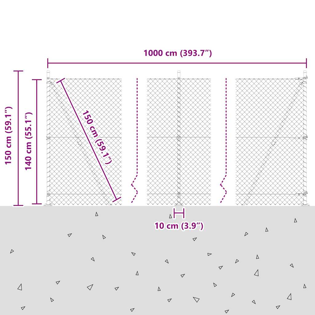 Fence Post Green 10 x 1.4 m (40 x 40 mm mesh) Steel and PVC