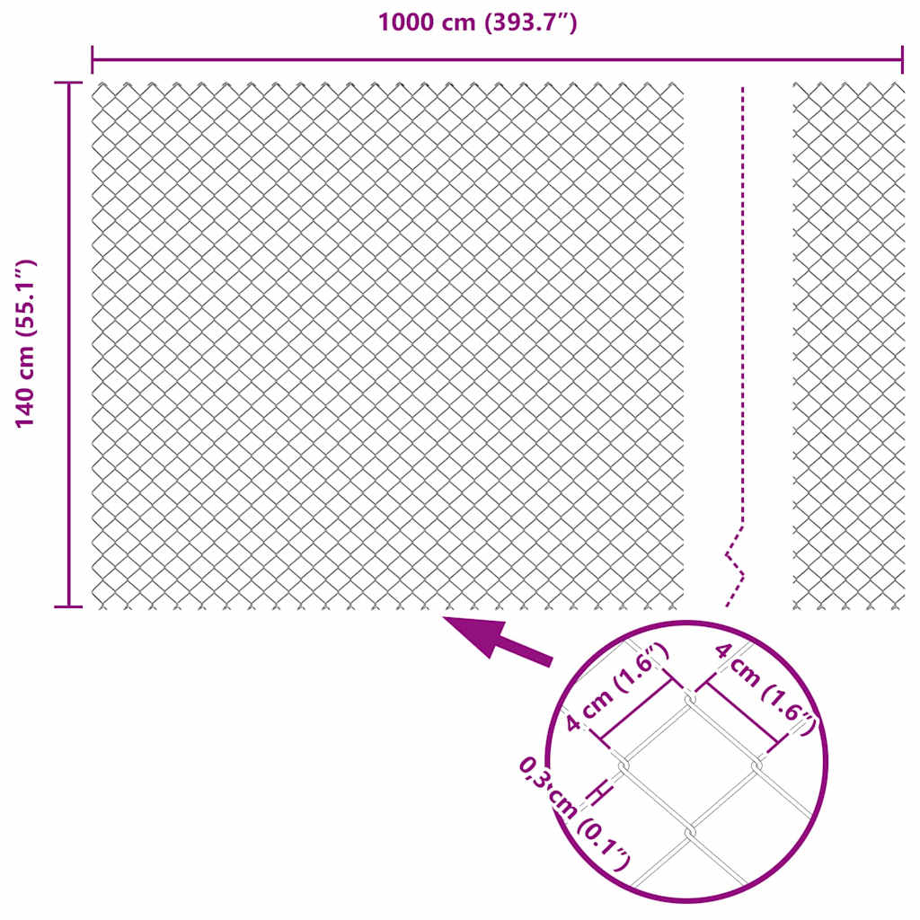 Fence Post Green 10 x 1.4 m (40 x 40 mm mesh) Steel and PVC