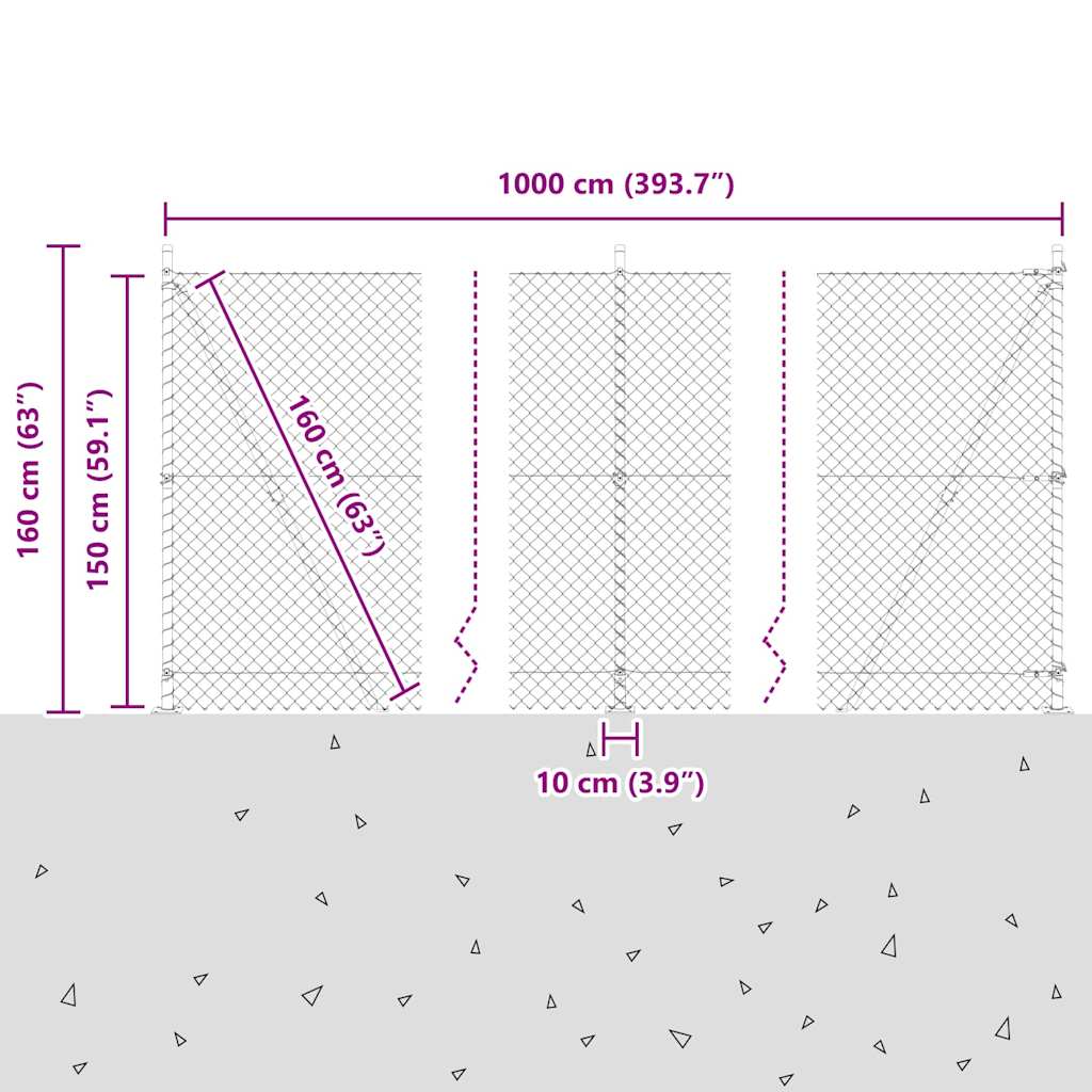 Fence Post Green 10 x 1.5 m (40 x 40 mm mesh) Steel and PVC