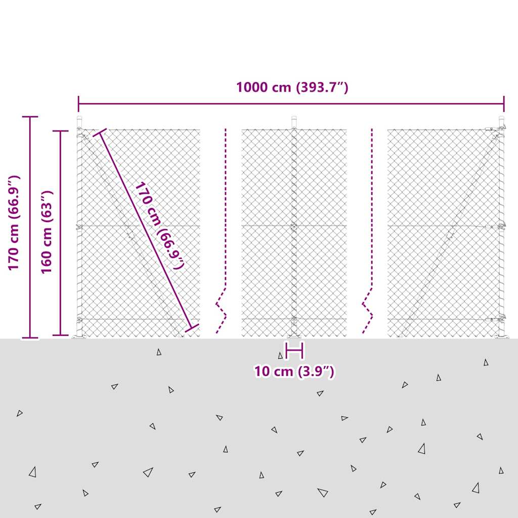 Fence Post Green 10 x 1.6 m (40 x 40 mm mesh) Steel and PVC