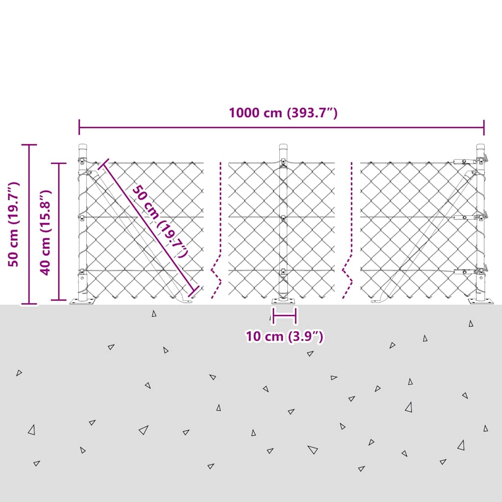 Fence Post Green 10 x 0.4 m (60 x 60 mm mesh) Steel and PVC
