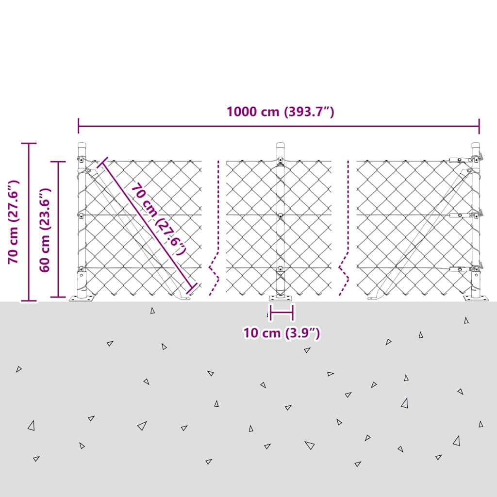Fence Post Green 10 x 0.6 m (60 x 60 mm mesh) Steel and PVC