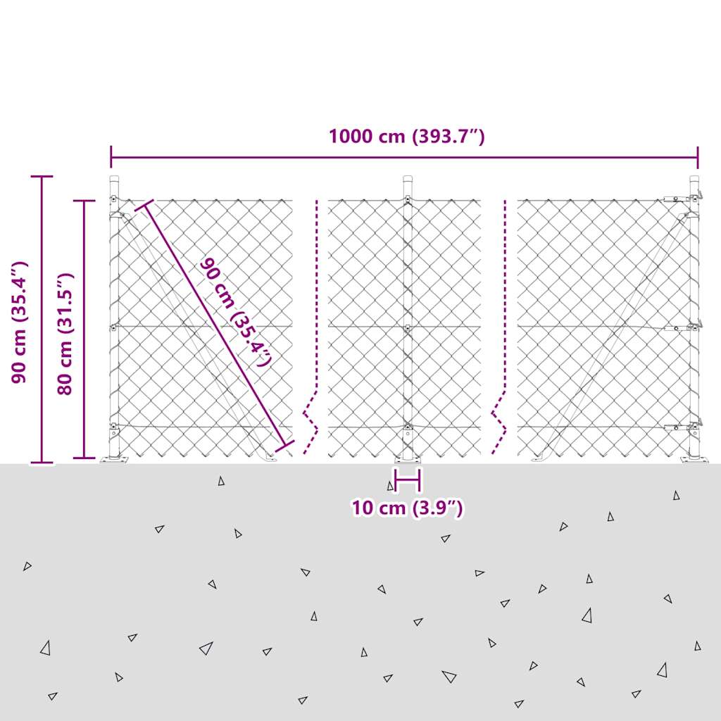 Fence Post Green 10 x 0.8 m (60 x 60 mm mesh) Steel and PVC