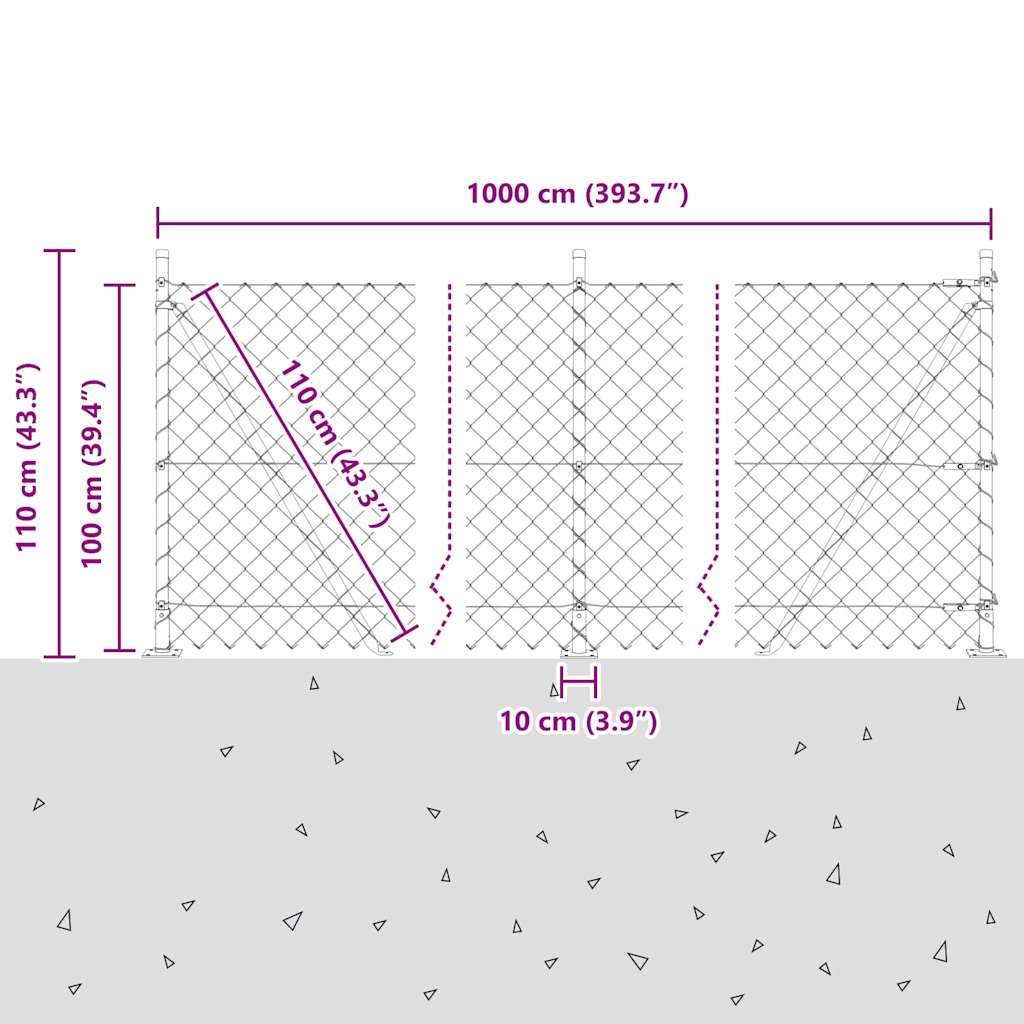 Fence Post Green 10 x 1 m (60 x 60 mm mesh) Steel and PVC