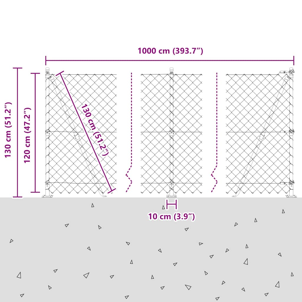Fence Post Green 10 x 1.2 m (60 x 60 mm mesh) Steel and PVC