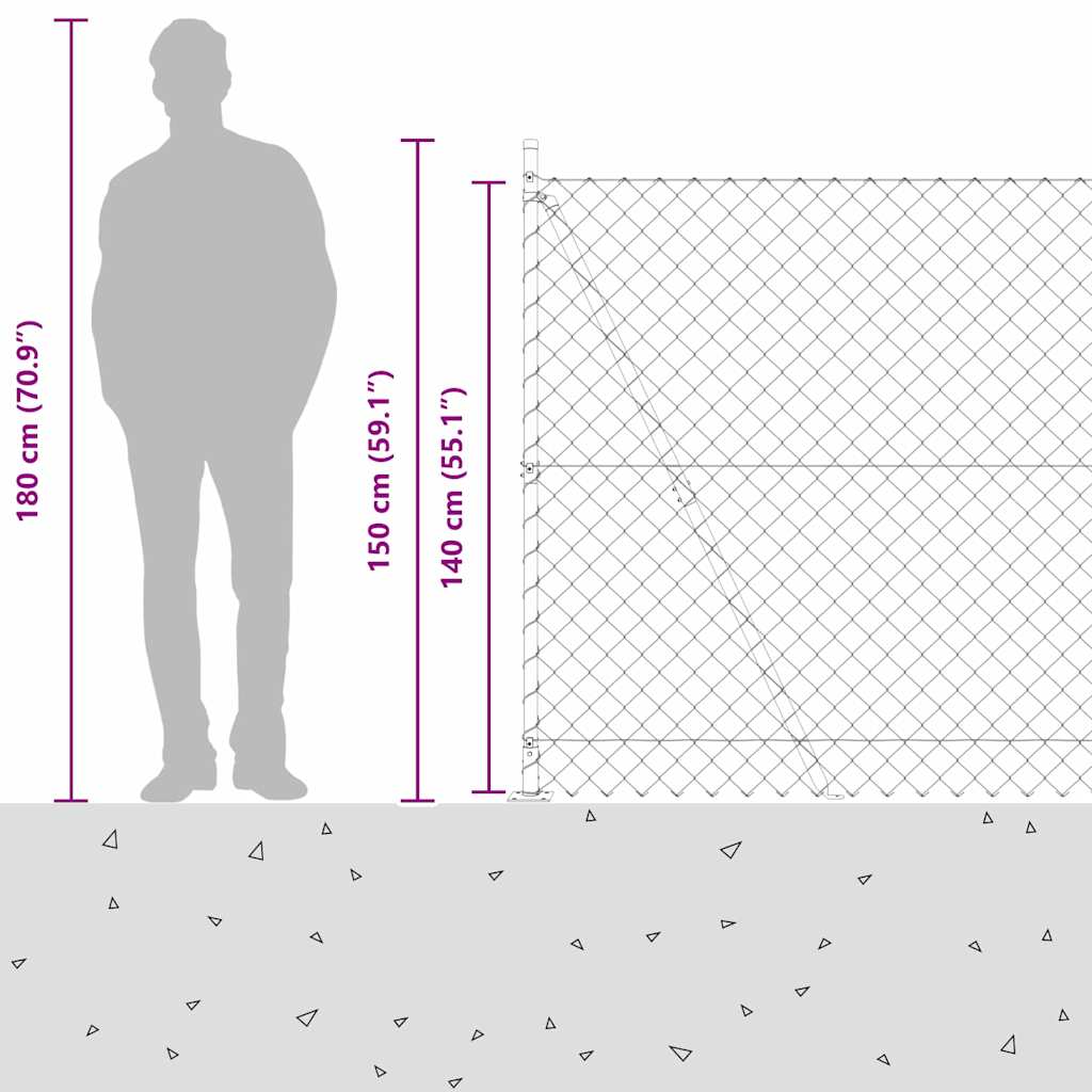 Fence Post Green 10 x 1.4 m (60 x 60 mm mesh) Steel and PVC