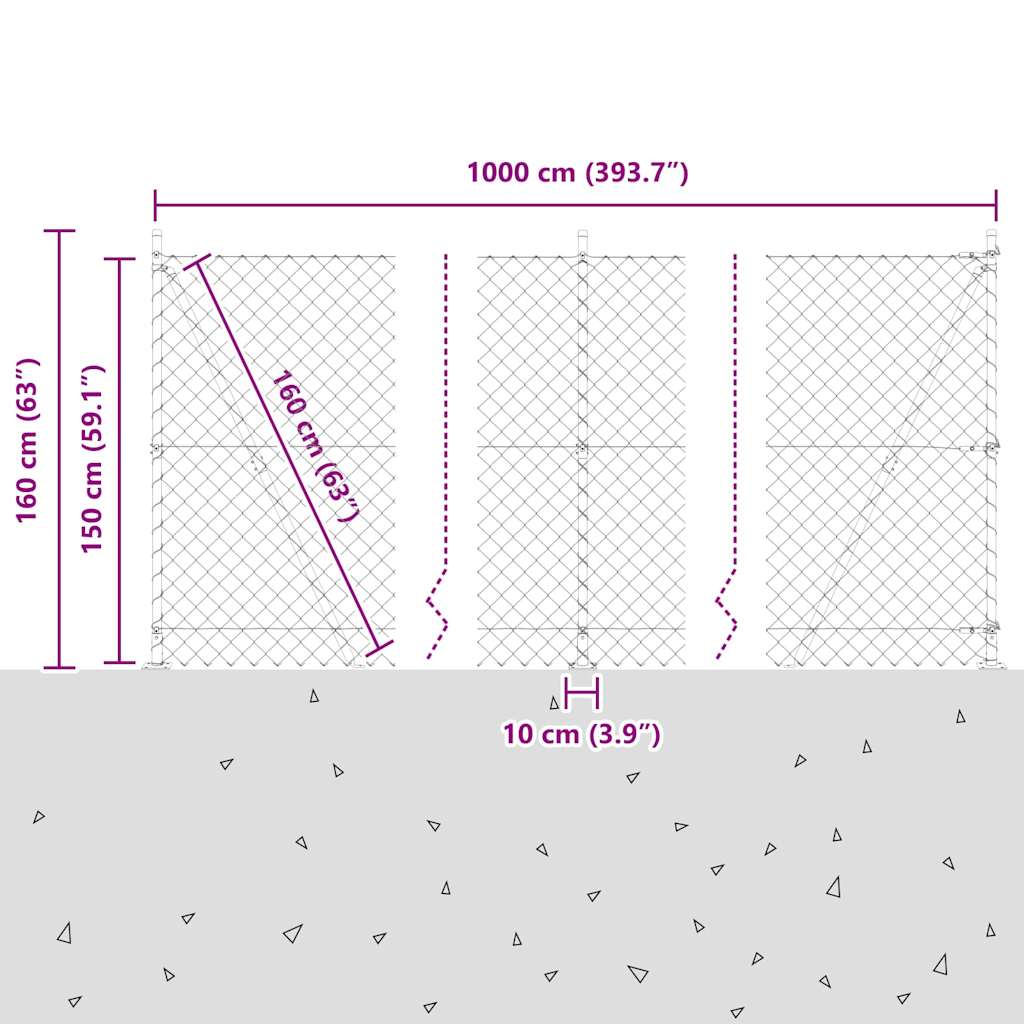 Fence Post Green 10 x 1.5 m (60 x 60 mm mesh) Steel and PVC