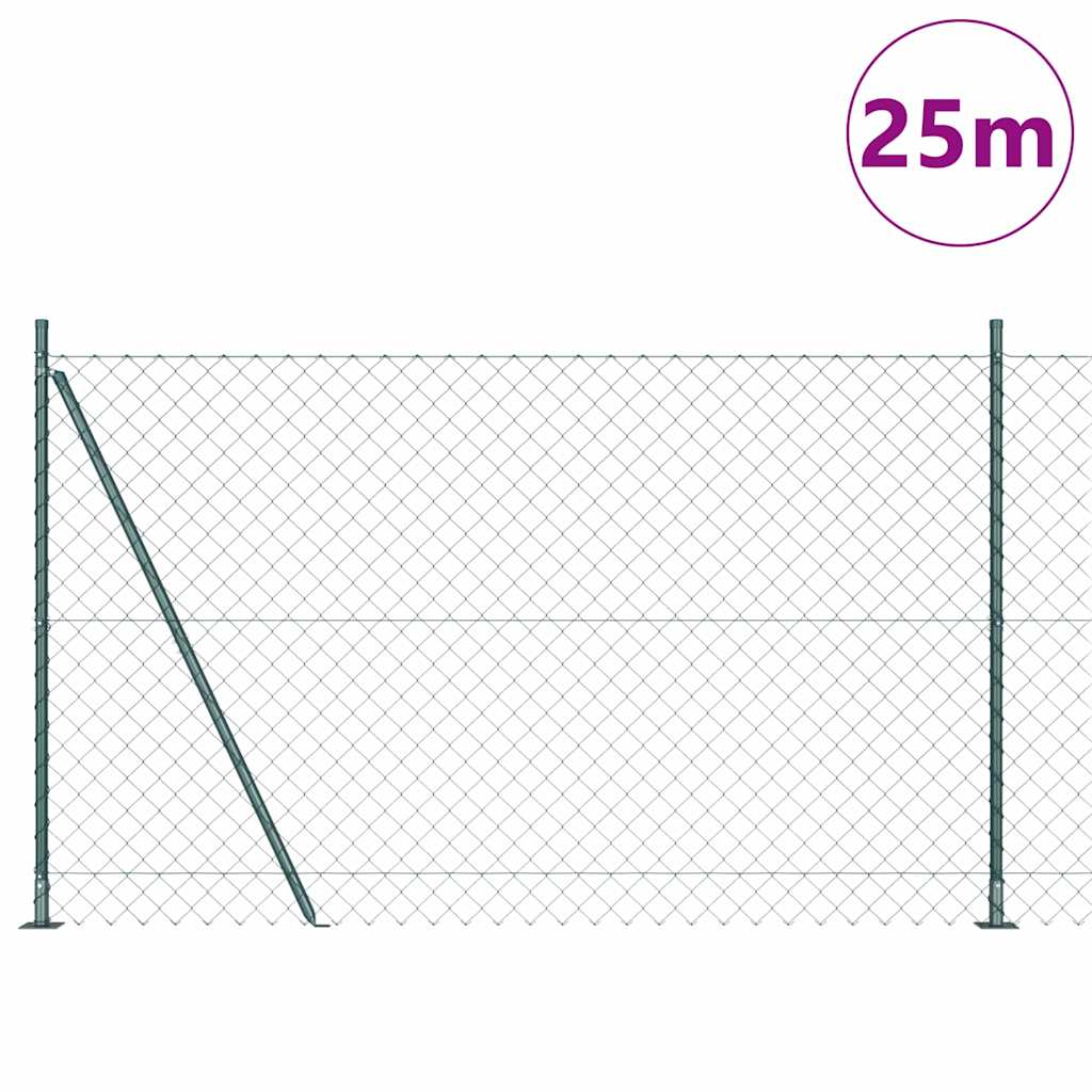 Fence Post Green 25 x 1.4 m (60 x 60 mm mesh) Steel and PVC