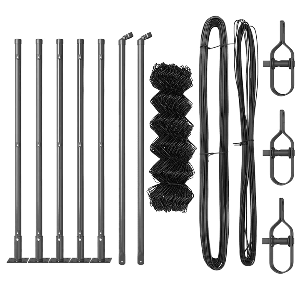 Fence Post Grey 10 x 0.6 m (40 x 40 mm mesh) Steel and PVC