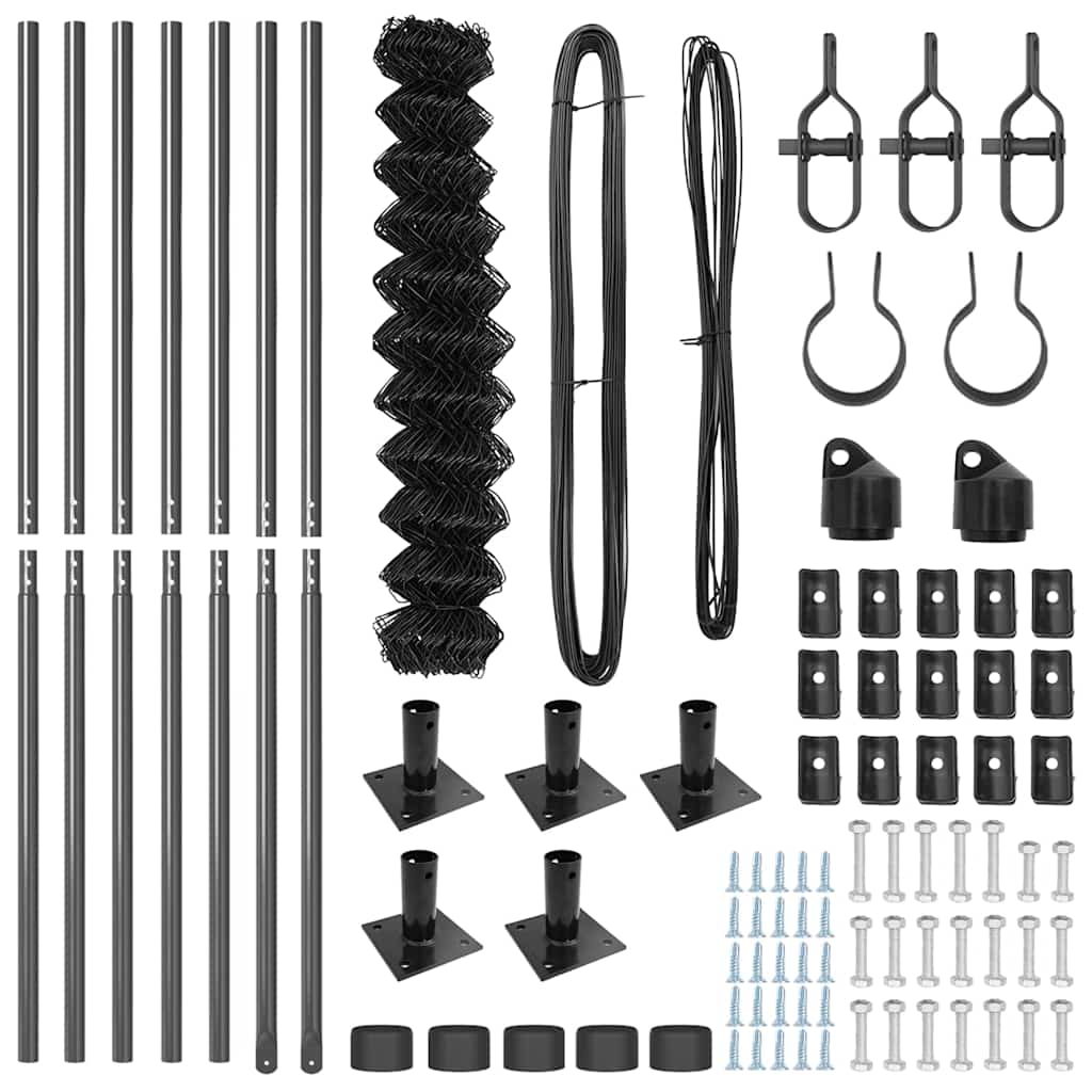 Fence Post Grey 10 x 0.8 m (40 x 40 mm mesh) Steel and PVC