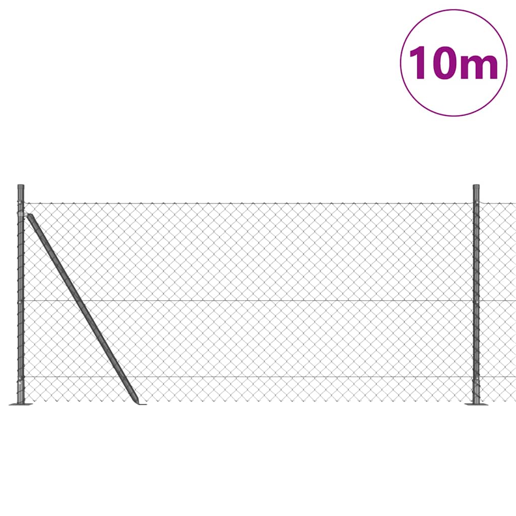 Fence Post Grey 10 x 0.8 m (40 x 40 mm mesh) Steel and PVC
