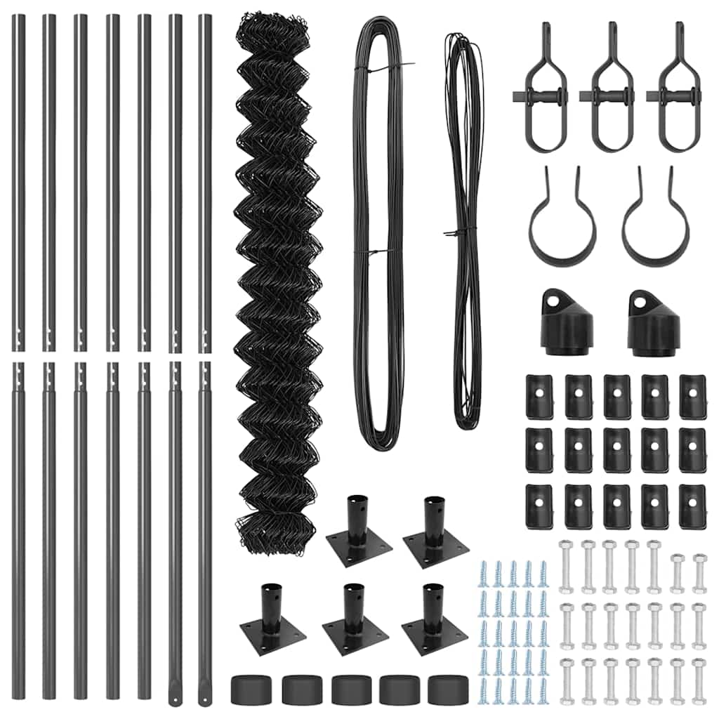 Fence Post Grey 10 x 1.6 m (40 x 40 mm mesh) Steel and PVC