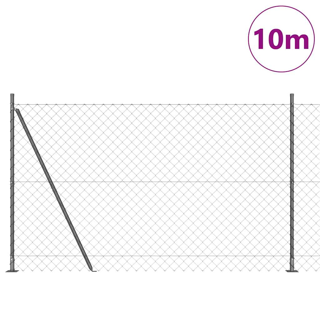 Fence Post Grey 10 x 1.6 m (60 x 60 mm mesh) Steel and PVC