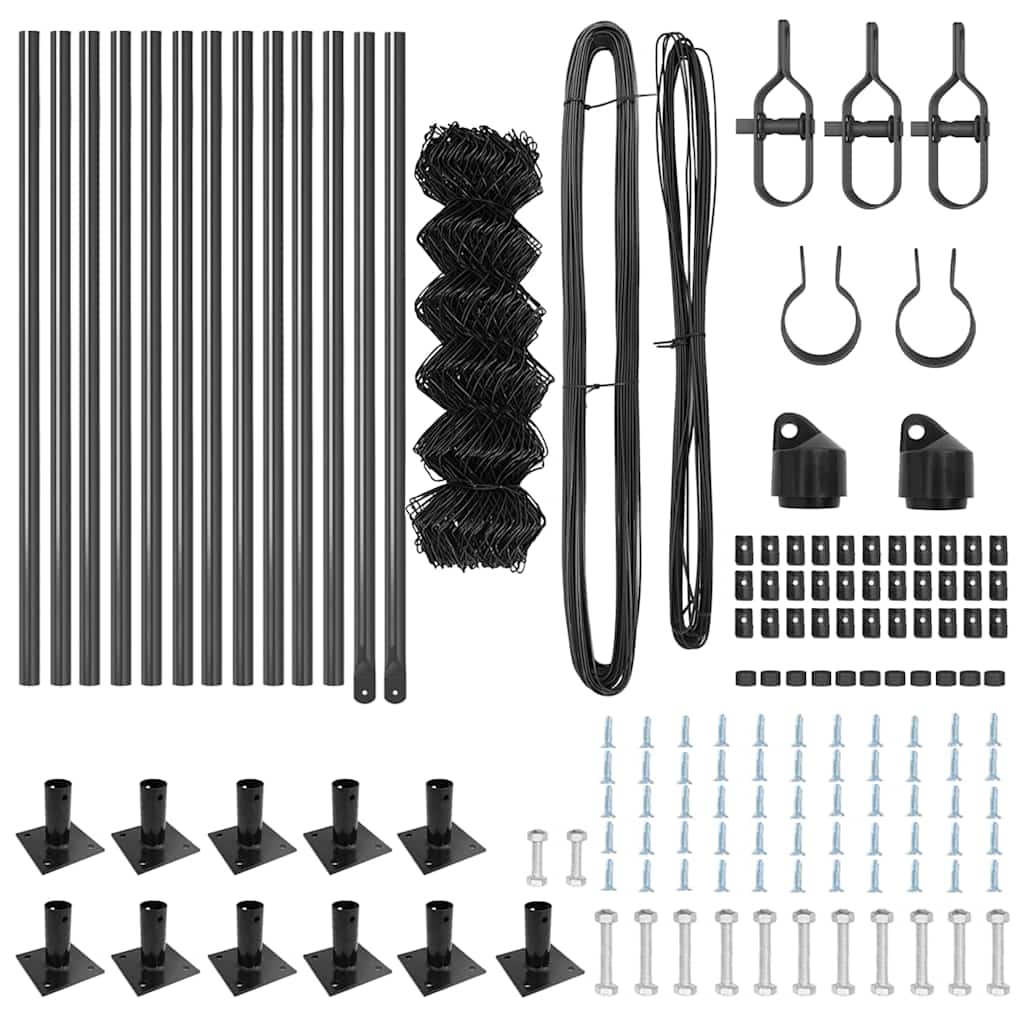 Fence Post Grey 25 x 0.4 m (40 x 40 mm mesh) Steel and PVC