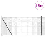 Fence Post Grey 25 x 0.8 m (40 x 40 mm mesh) Steel and PVC