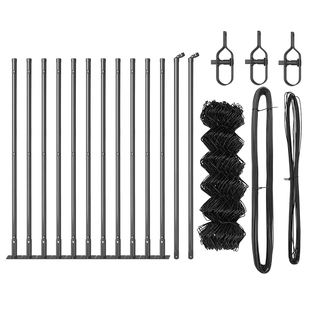 Fence Post Grey 25 x 0.6 m (60 x 60 mm mesh) Steel and PVC