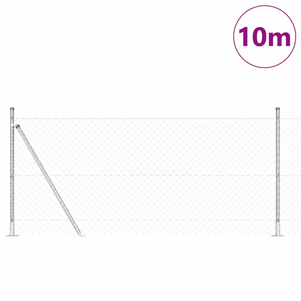 Fence Post Silver 10 x 0.8 m (40 x 40 mm mesh) Steel