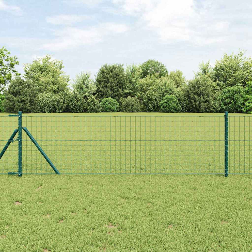 Fence with Post Green 0.4 x 10 m Steel and PVC