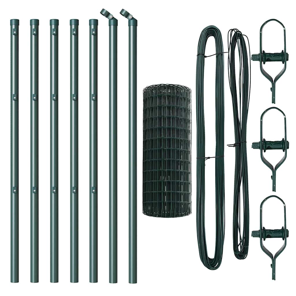 Fence with Post Green 0.4 x 10 m Steel and PVC