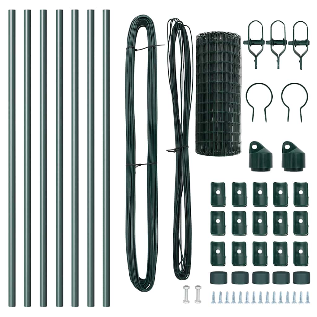 Fence with Post Green 0.6 x 10 m Steel and PVC