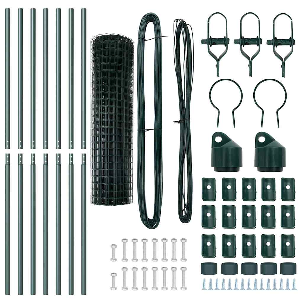 Fence with Posts Green 1.2 x 10 m Steel