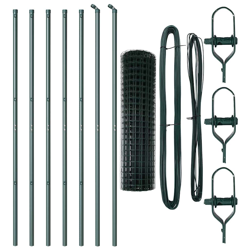 Fence with Post Green 1.4 x 10 m Steel and PVC