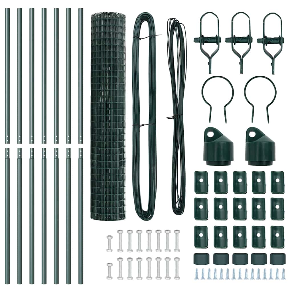 Fence with Post Green 1.6 x 10 m Steel and PVC