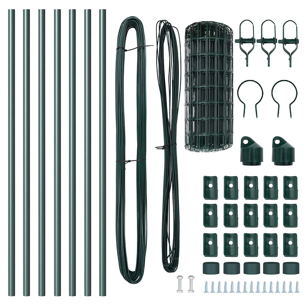 Fence with Post Green 0.4 x 10 m Steel and PVC