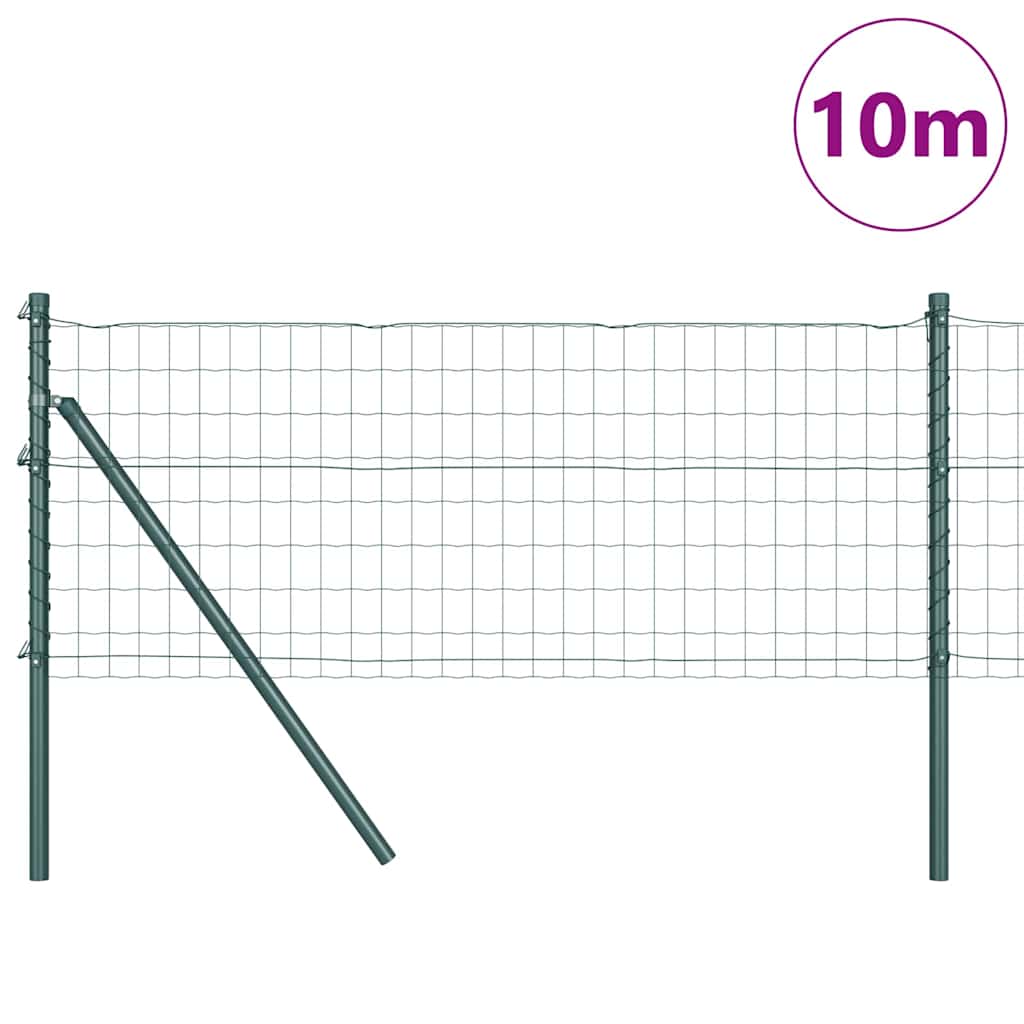 Fence with Post Green 0.6 x 10 m Steel and PVC
