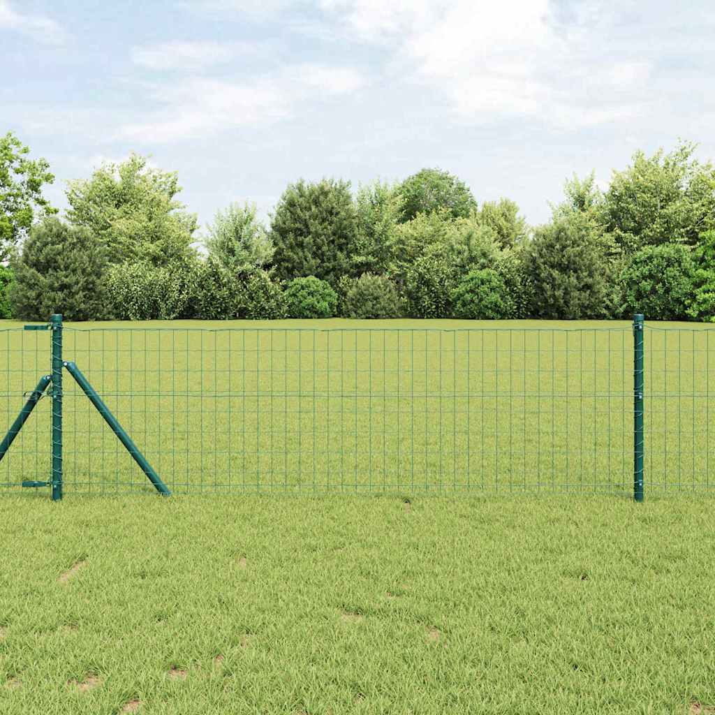 Fence with Posts Green 0.8 x 10 m Steel
