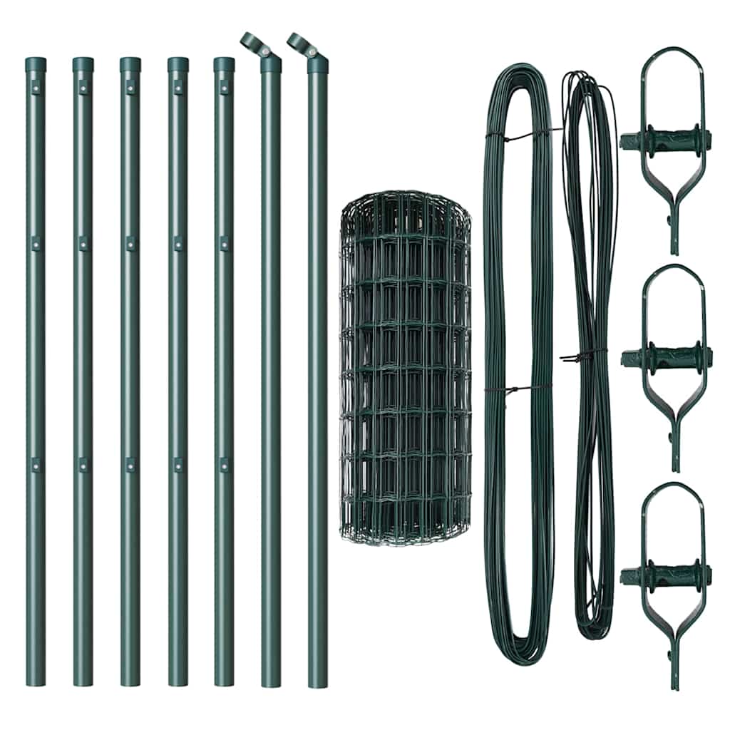 Fence with Posts Green 0.8 x 10 m Steel