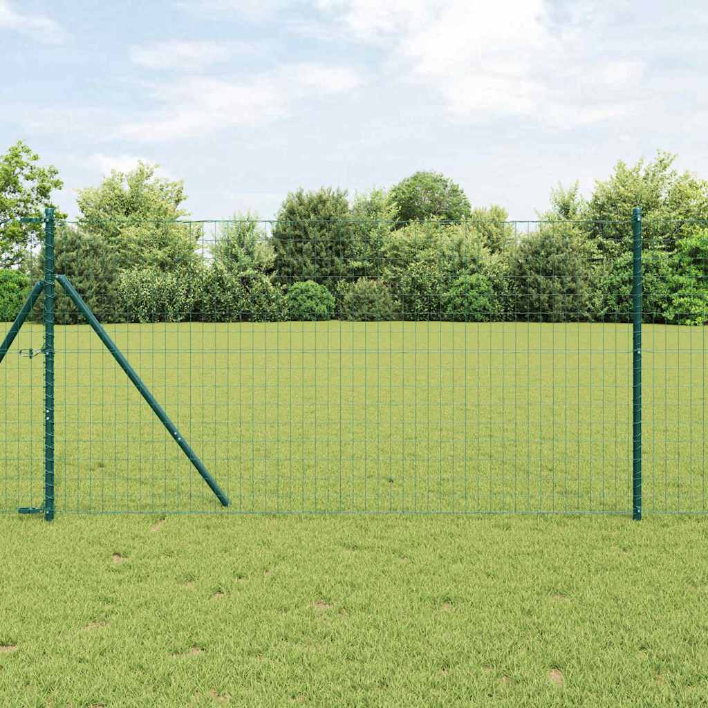 Fence with Post Green 1 x 10 m Steel and PVC