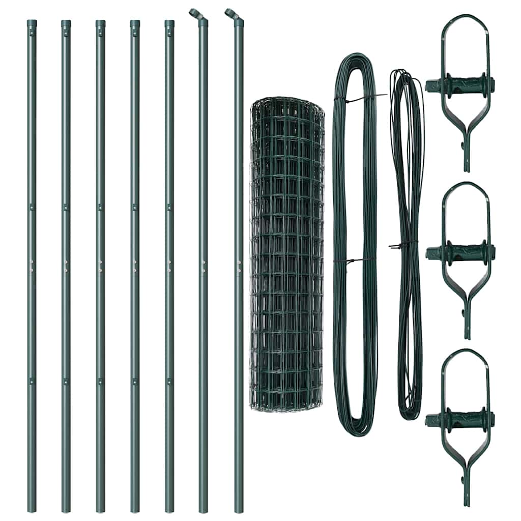 Fence with Post Green 1 x 10 m Steel and PVC