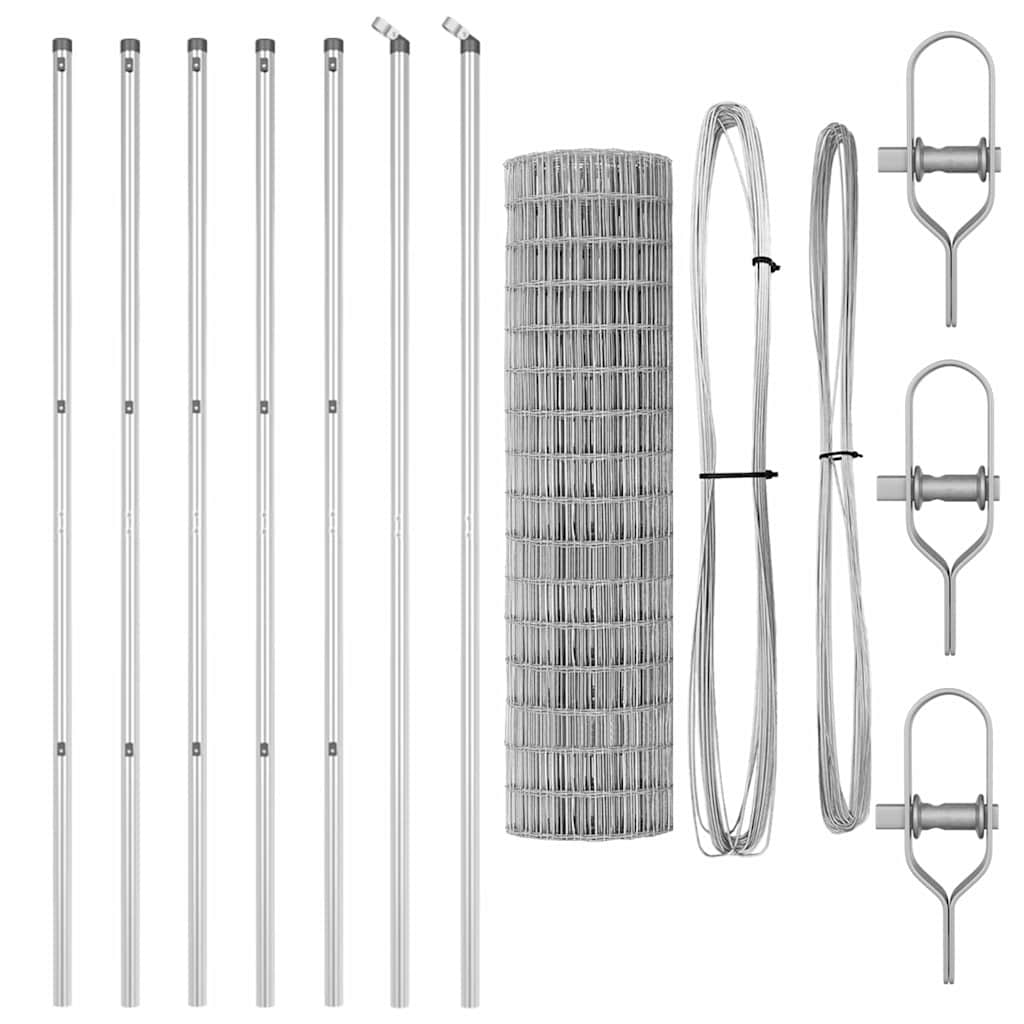 Fence with Post Silver 1.2 x 10 m Steel and PVC