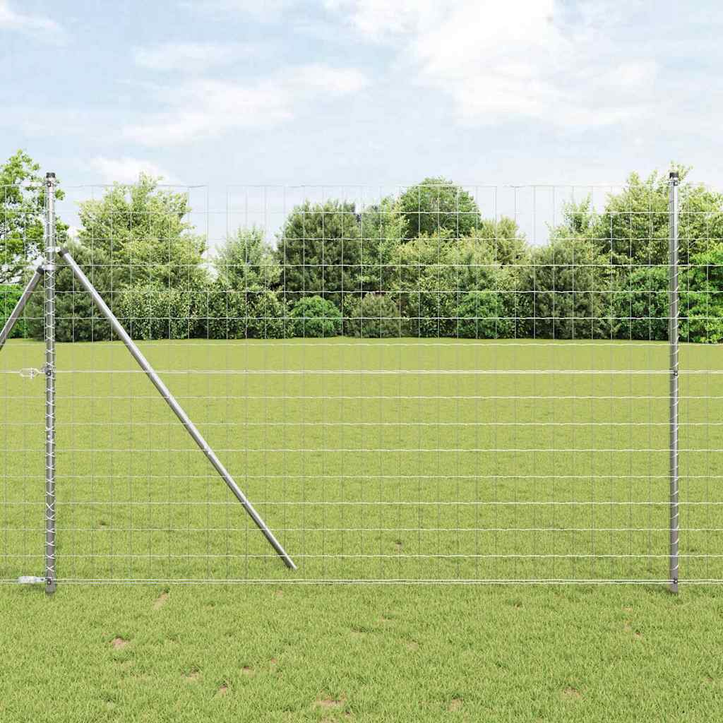Fence with Post Silver 1.5 x 10 m Steel and PVC