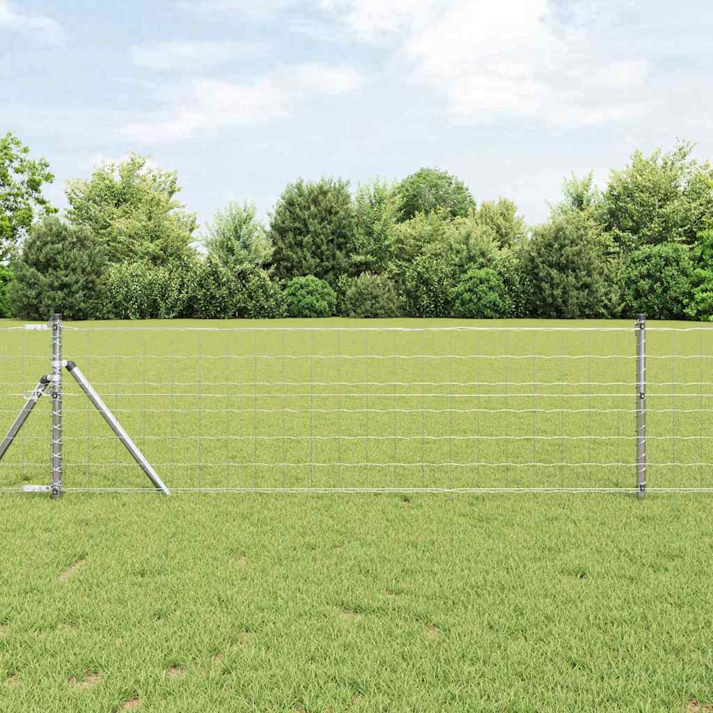 Fence with Post Silver 0.6 x 10 m Steel and PVC