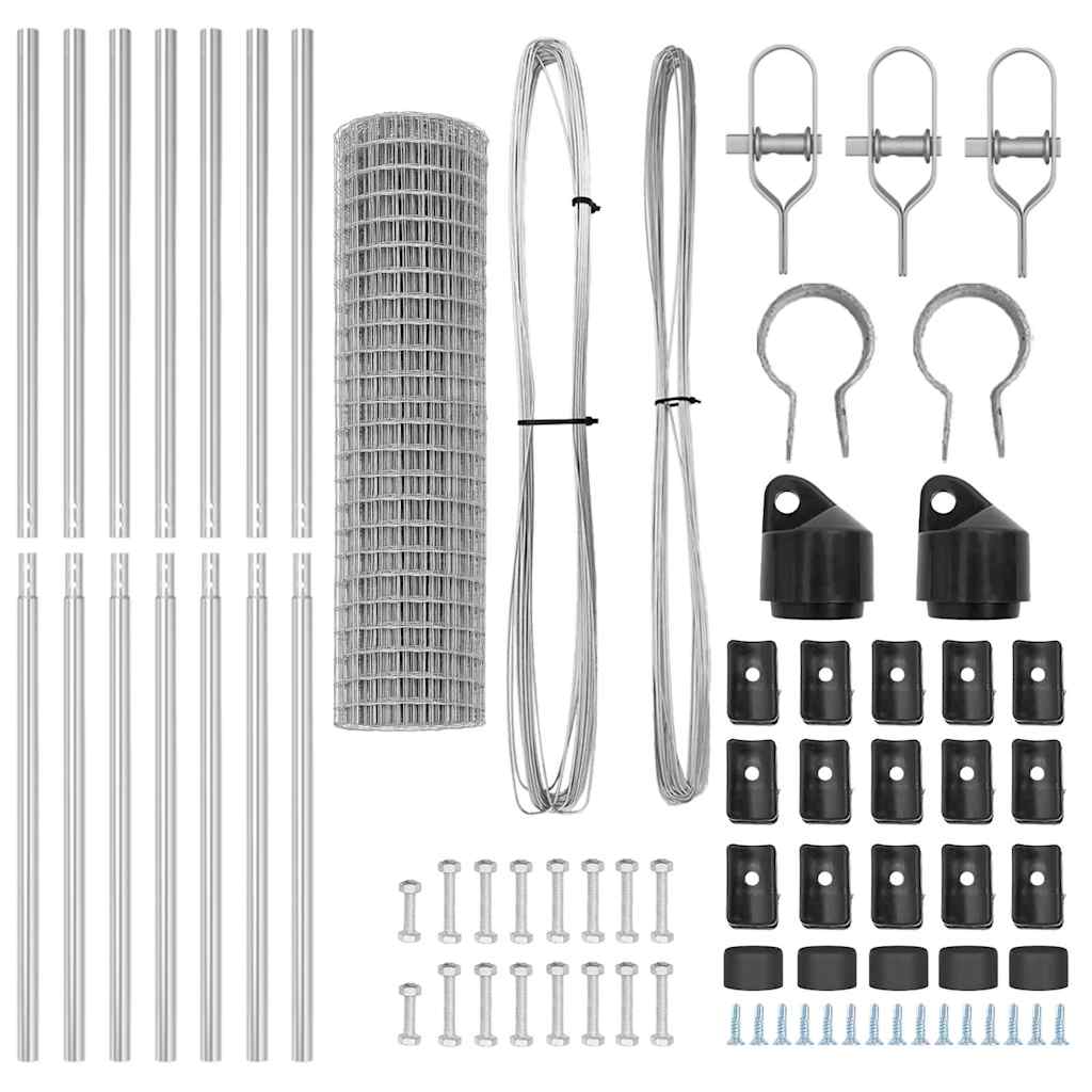 Fence with Post Silver 1.2 x 10 m Steel and PVC
