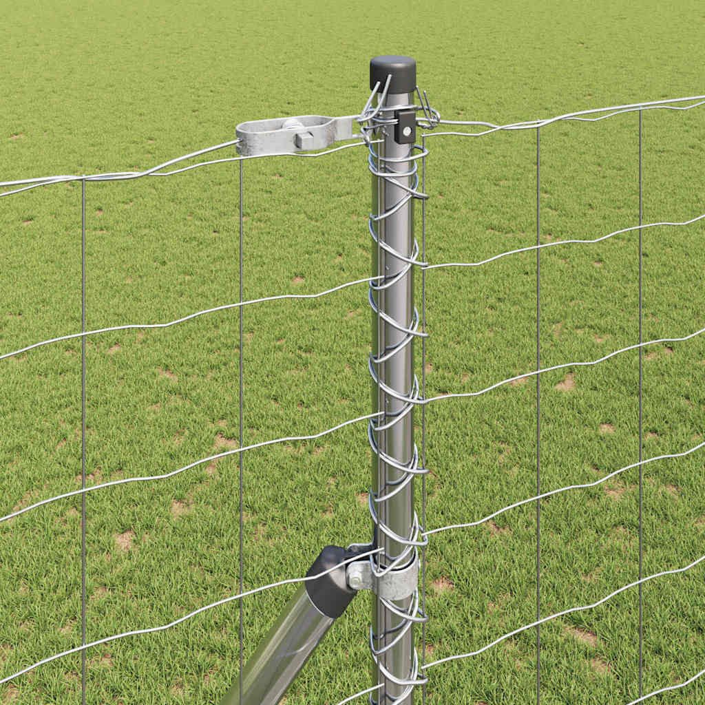 Fence with Post Silver 1.5 x 10 m Steel and PVC