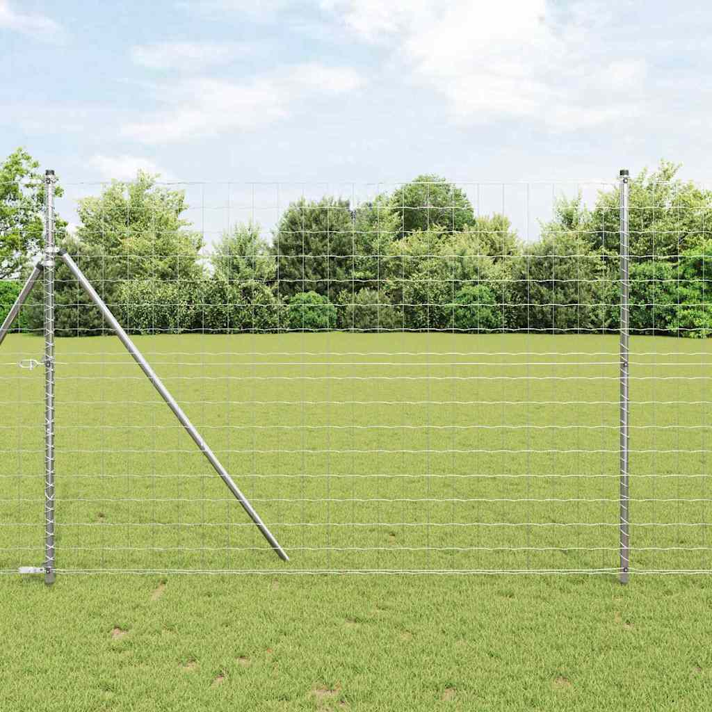Fence with Post Silver 1.5 x 10 m Steel and PVC