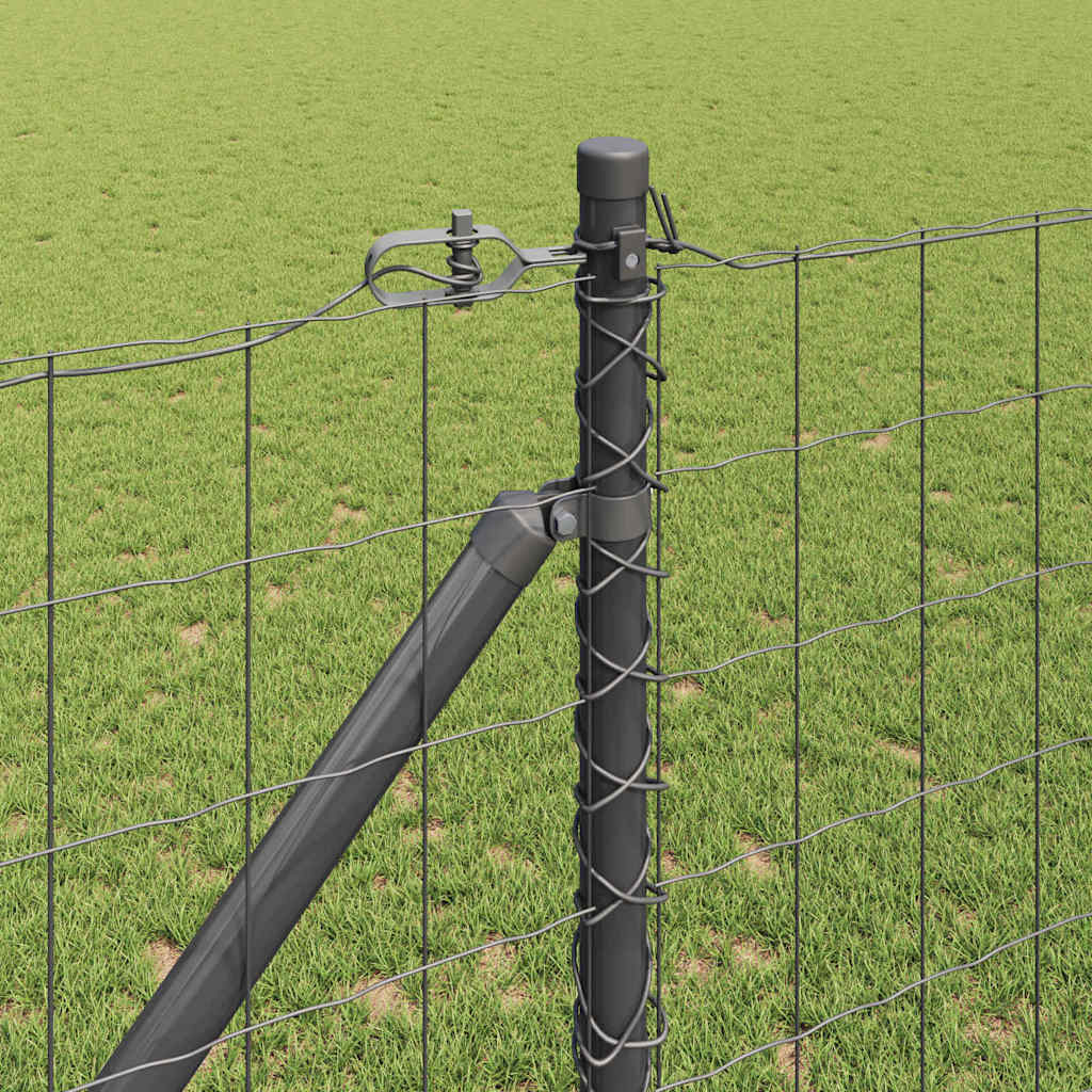 Fence with Posts Grey 1.2 x 25 m Steel