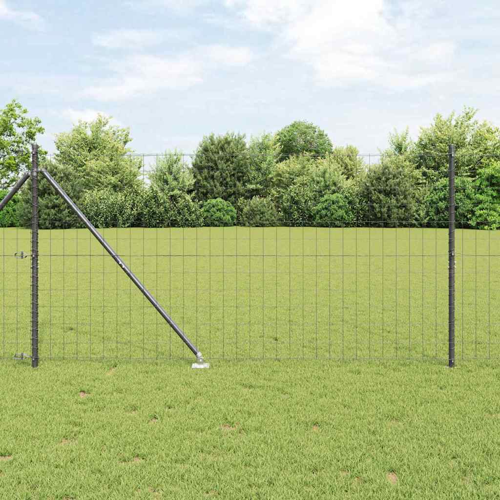 Fence with Posts Grey 1.2 x 25 m Steel