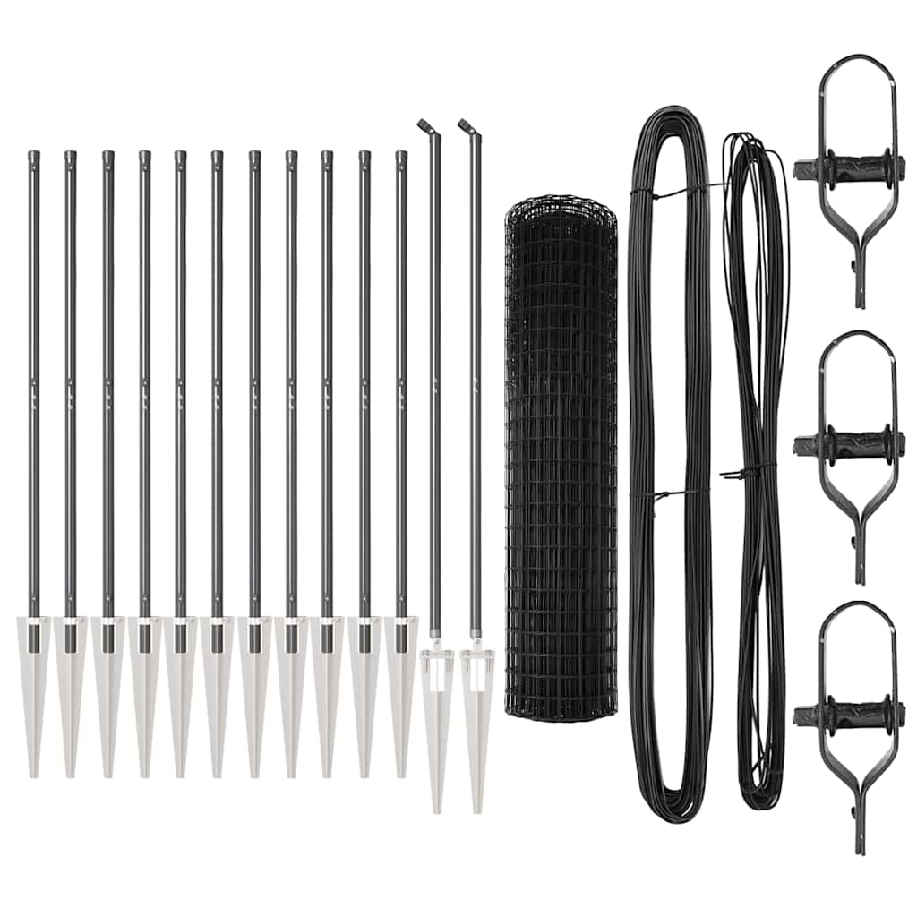 Fence with Posts Grey 1.2 x 25 m Steel