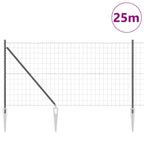 Fence with Posts Grey 1.2 x 25 m Steel