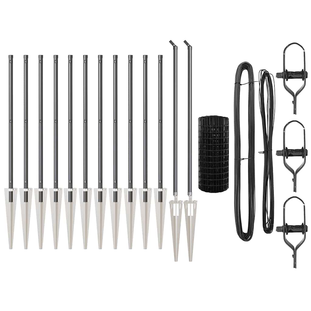 Fence with Post Grey 0.4 x 25 m Steel and PVC