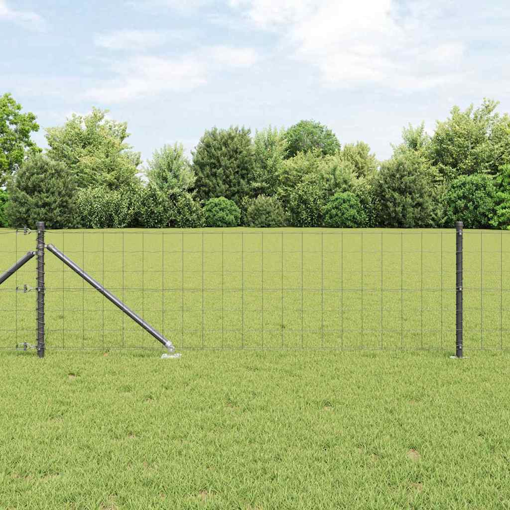 Fence with Posts Grey 0.6 x 25 m Steel