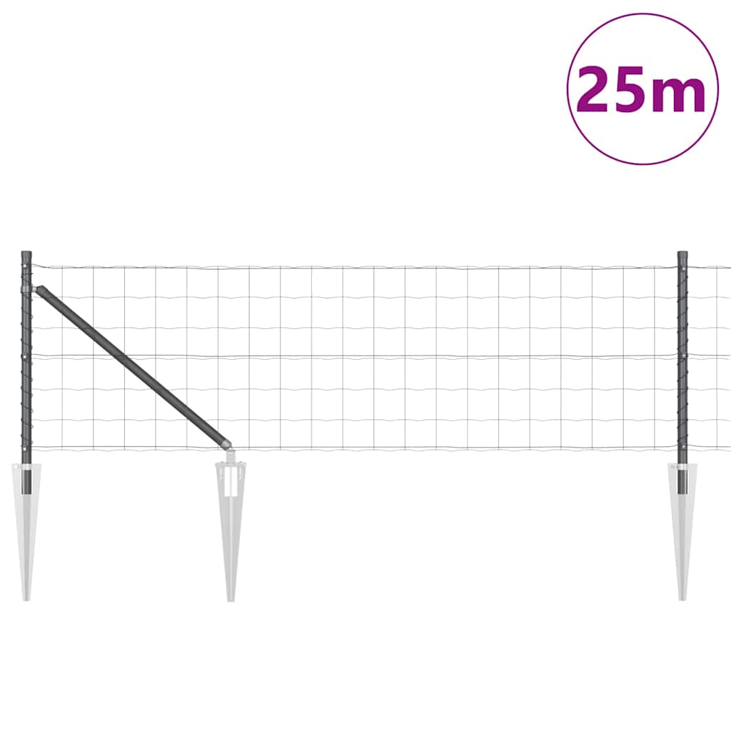 Fence with Posts Grey 0.6 x 25 m Steel