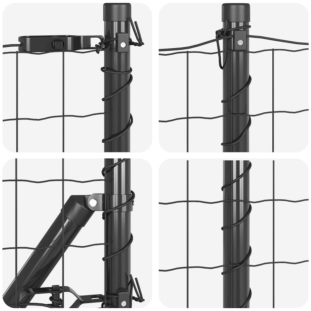 Fence with Posts Grey 0.4 x 50 m Steel