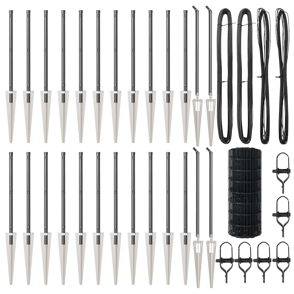 Fence with Post Grey 0.6 x 50 m Steel and PVC