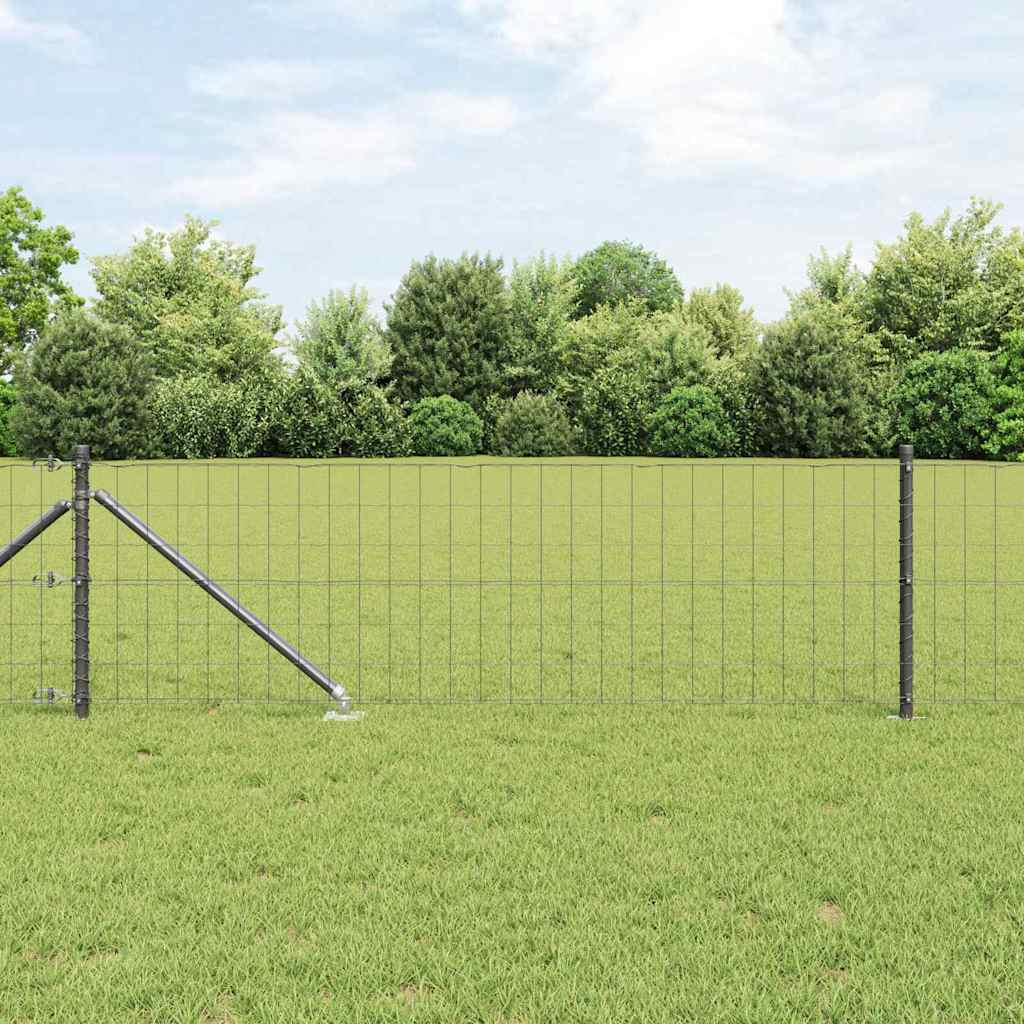 Fence with Post Grey 0.4 x 50 m Steel and PVC